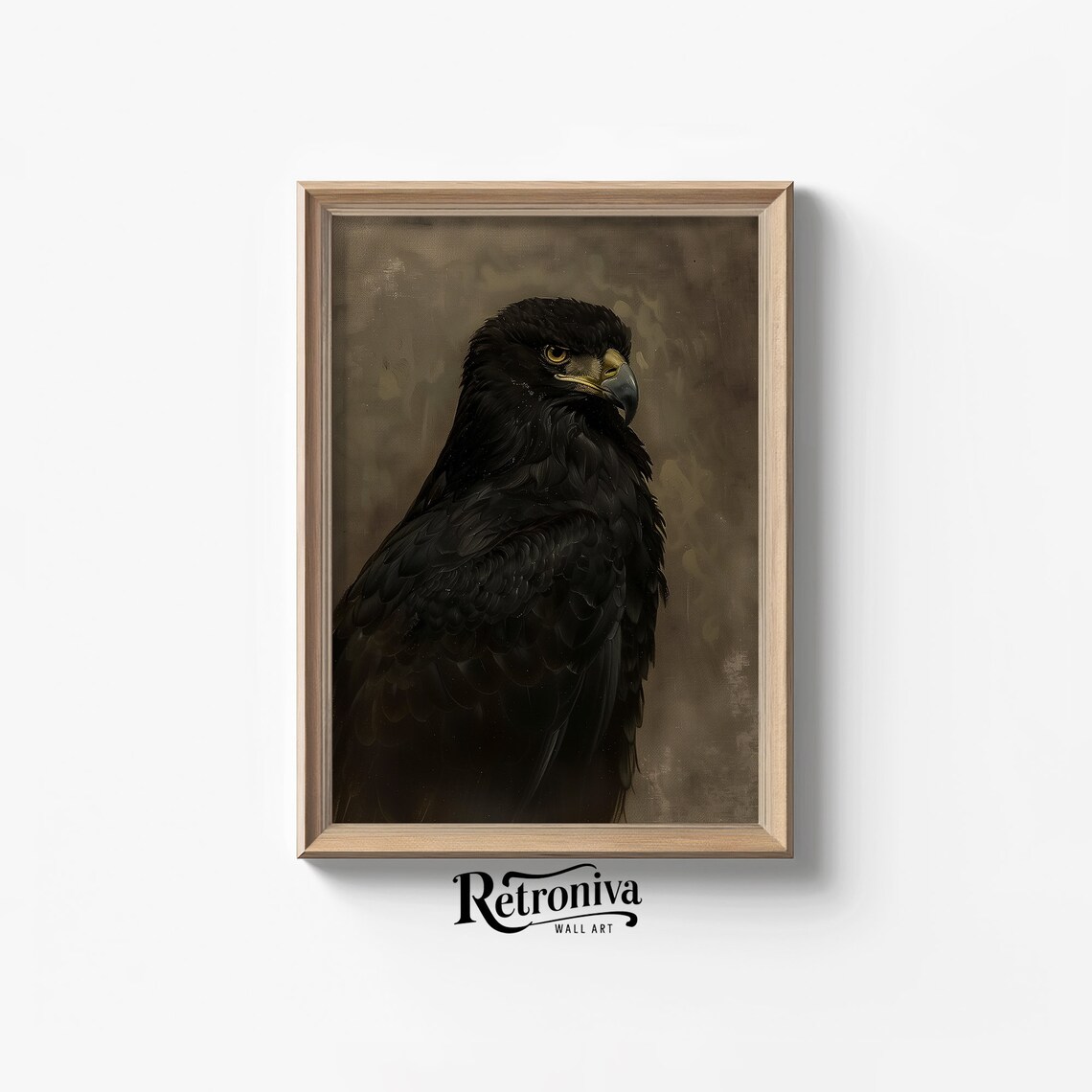 Black Eagle Portrait Dark Moody Wildlife Vintage Bird of Prey Poster