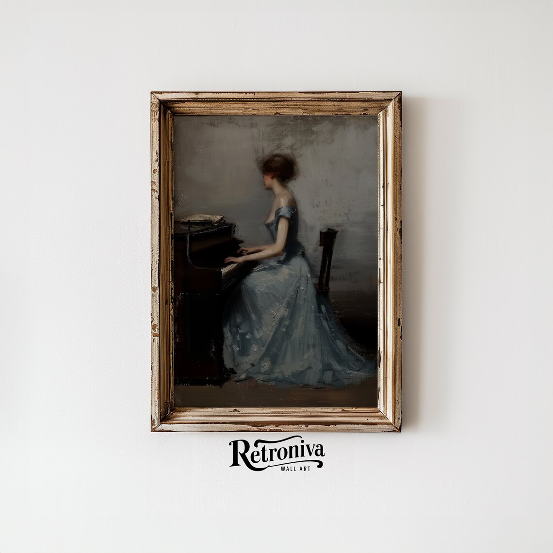 Antique Piano Playing Woman Portrait Art Print - Image 5