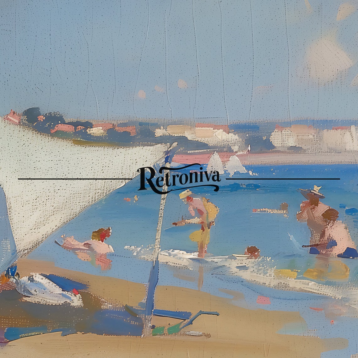 Impressionist Summer Beach Day With Bathers And Sail Tent Poster - Image 7