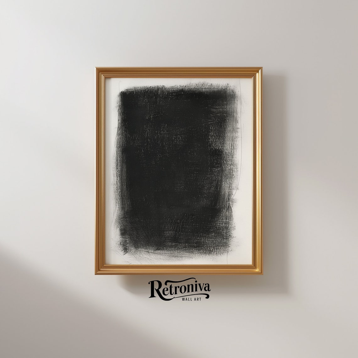 Abstract Charcoal Scribble Minimalist Black Square Modern Art Poster - Image 2