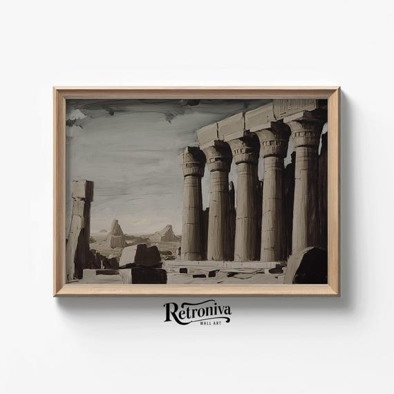 Moody Ruined Temple Architecture Landscape Vintage Oil Painting Architectural Dark Academia Art Print Retroniva Art Arc 011