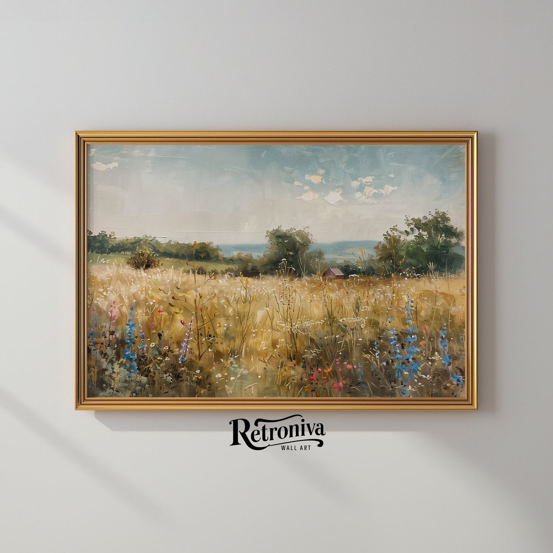Country Landscape Wildflower Painting Country Field Wall Art Summer Landscape Oil Painting Retroniva Art Sum 004 - Image 2