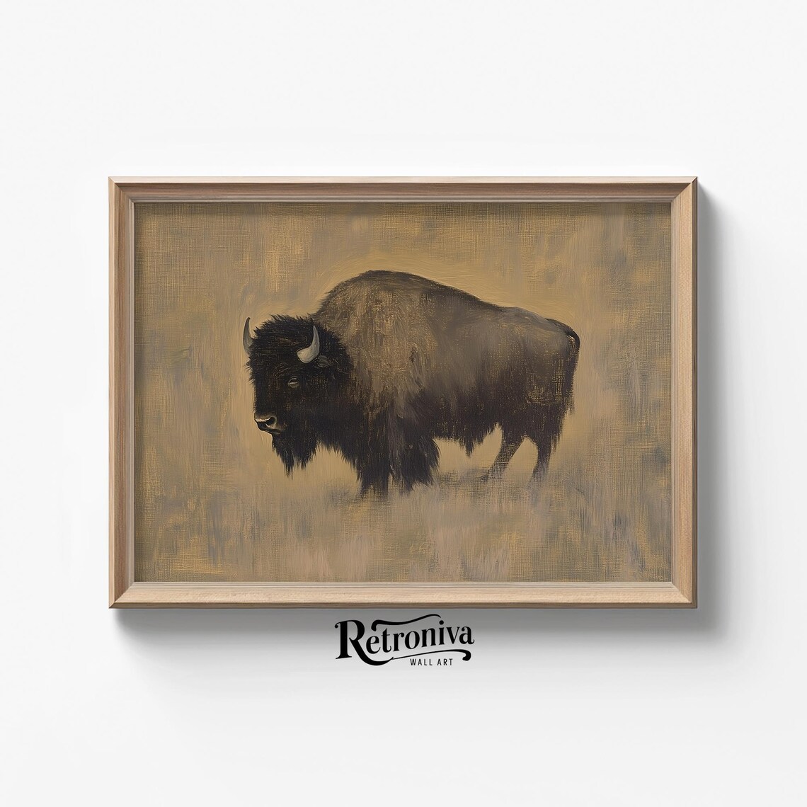 Antique Bison Art Print, Vintage Rustic Farmhouse