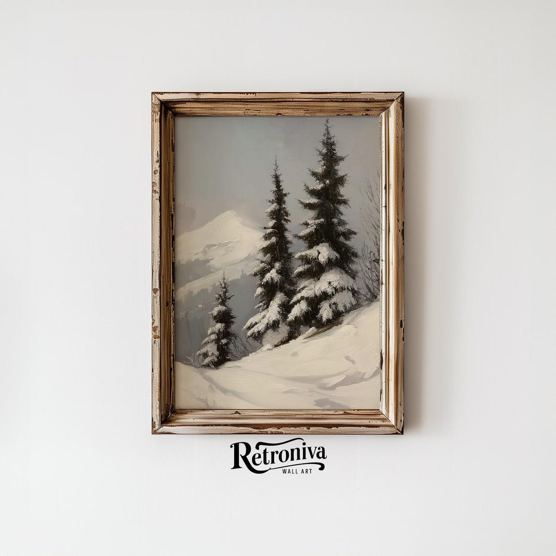 Rustic Winter Mountain With Snow Covered Pines And Distant Peak Poster - Image 6