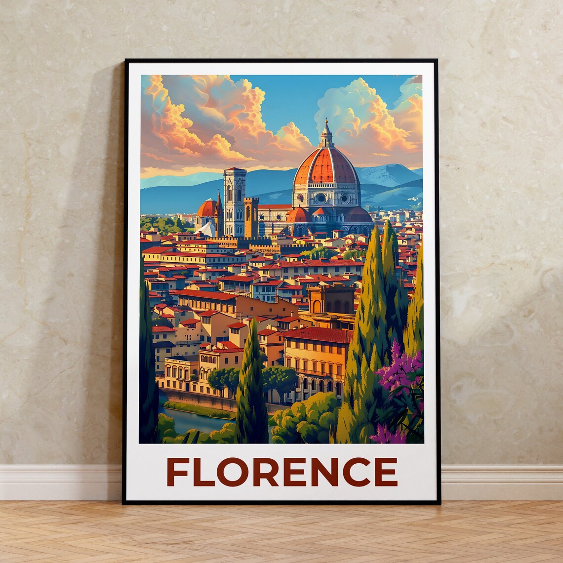 Florence Travel Poster, Europe City Art Print