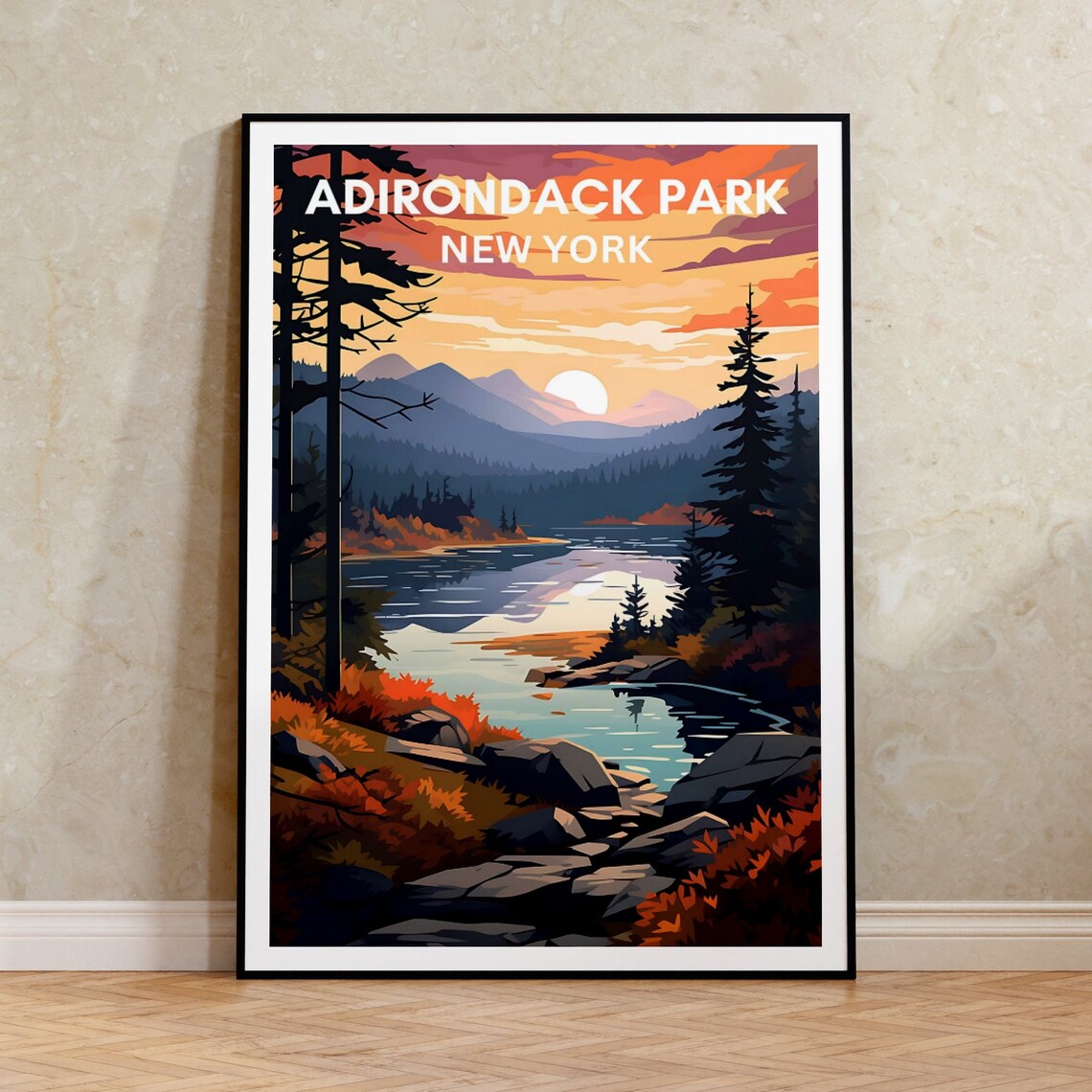 Adirondack Park, New York Mountain Travel Poster