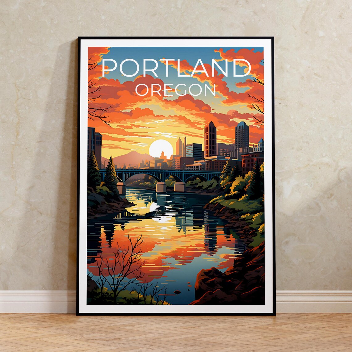 Portland Travel Poster, Oregon City Wall Art Print