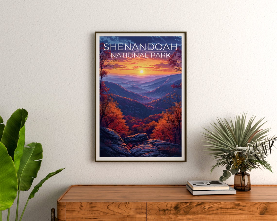 Shenandoah National Park Autumn Sunset Blue Ridge Hills Travel Poster - Image 3