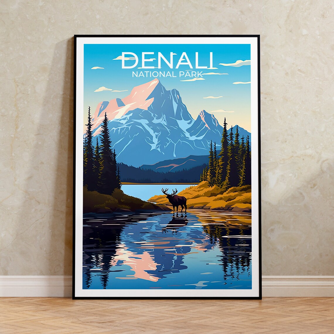 Denali National Park Travel Poster, Alaska Landscape