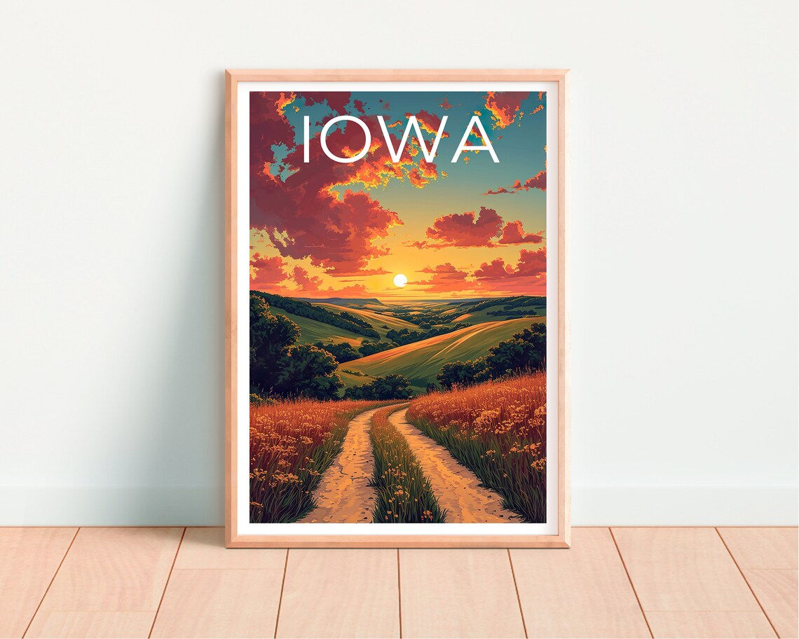 Iowa Travel Poster, Midwest Regional Wall Art Print - Image 4