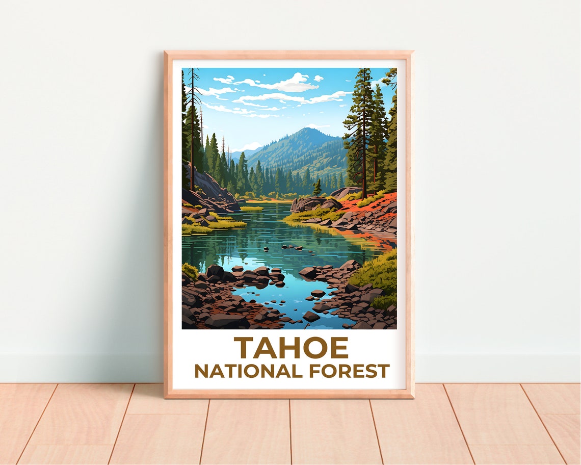 Tahoe National Forest Alpine Lake Pine Reflection Summer View Poster - Image 4