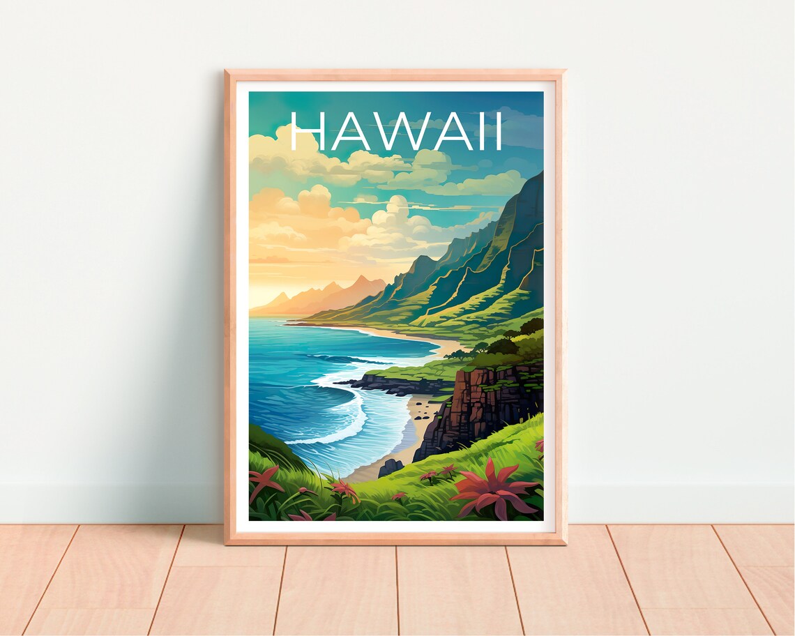 Hawaii Travel Poster, Mountain Landscape - Image 4