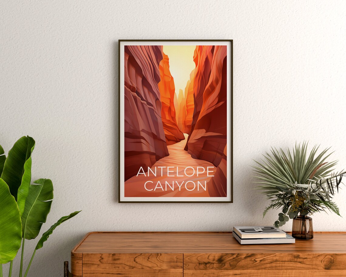 Antelope Canyon Glowing Slot Canyon Red Rock Light Beam Travel Poster - Image 3