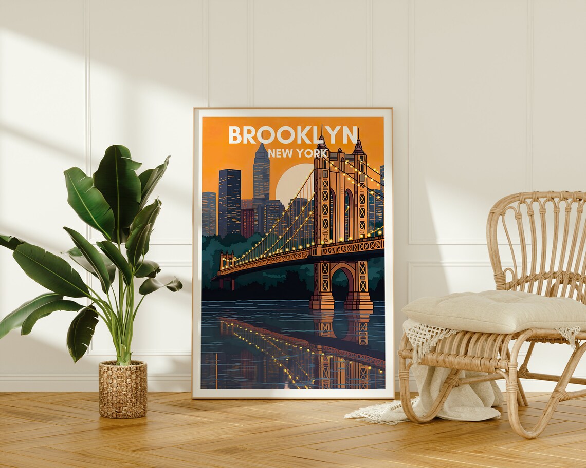 Brooklyn Travel Poster, New York Bridge Art Print - Image 2