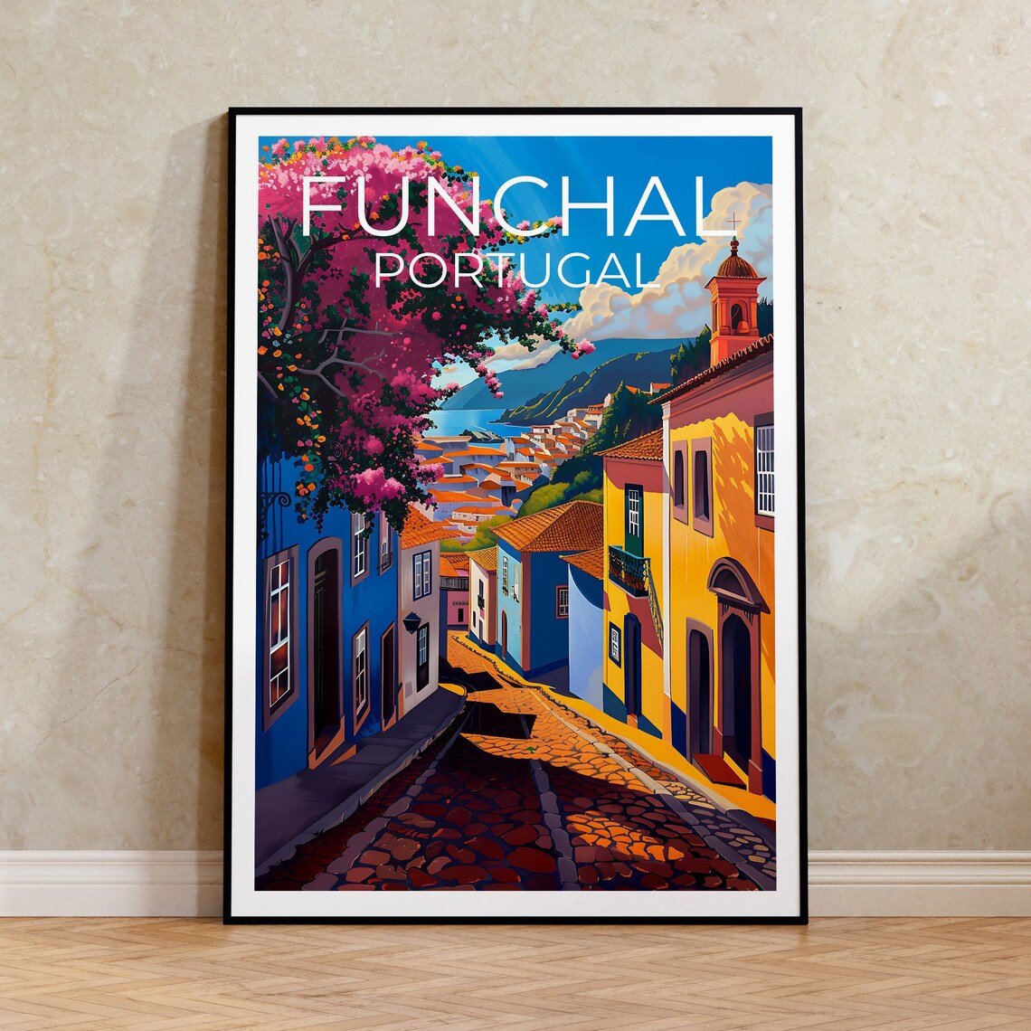 Funchal Travel Poster, Portugal Wall Art Print