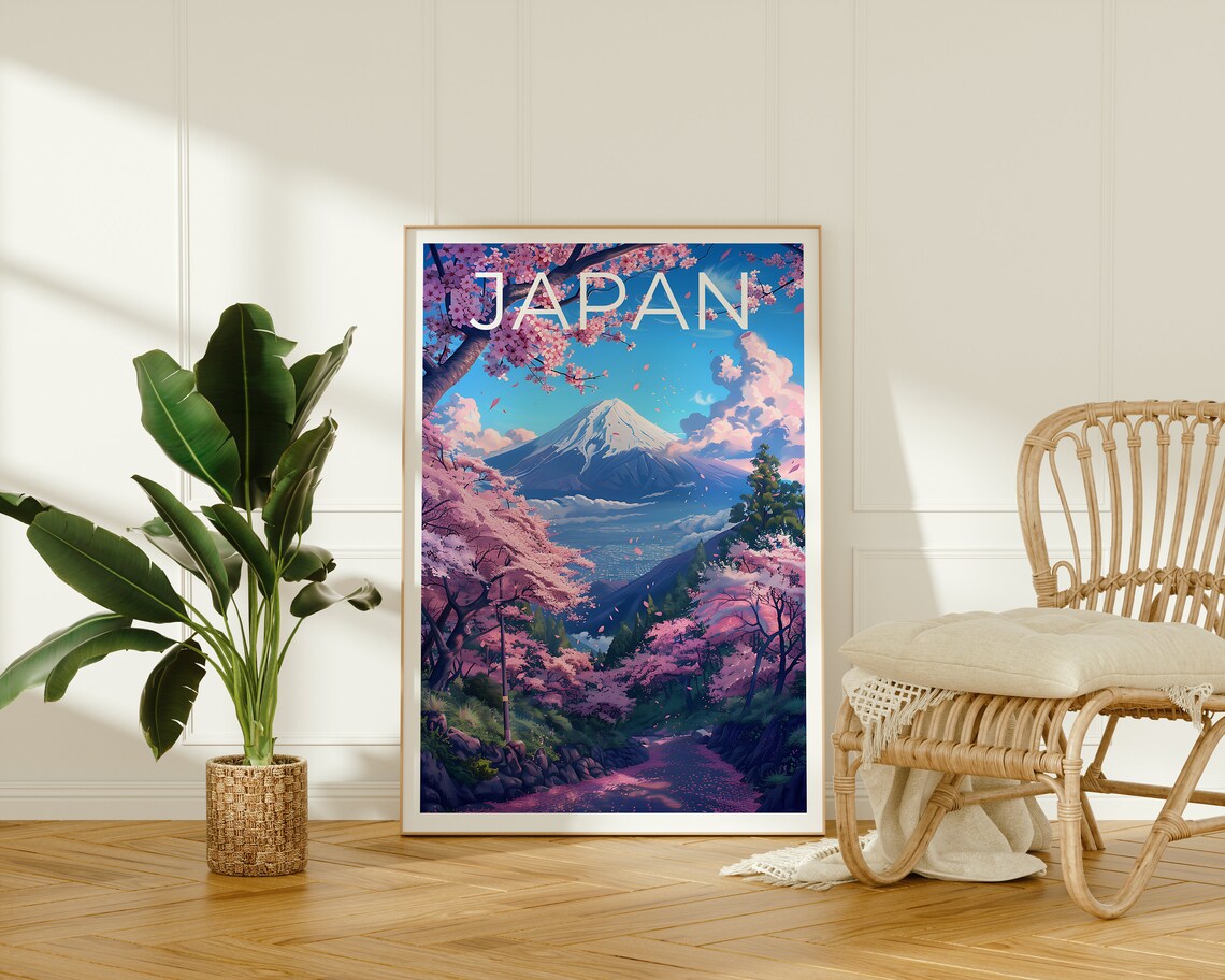 Tokyo Travel Poster, Mount Fuji and Cherry Blossoms - Image 2