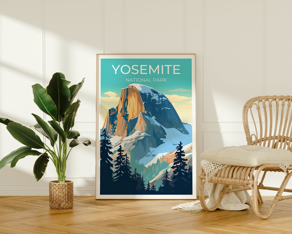 Yosemite Half Dome Travel Poster, National Park Print - Image 2