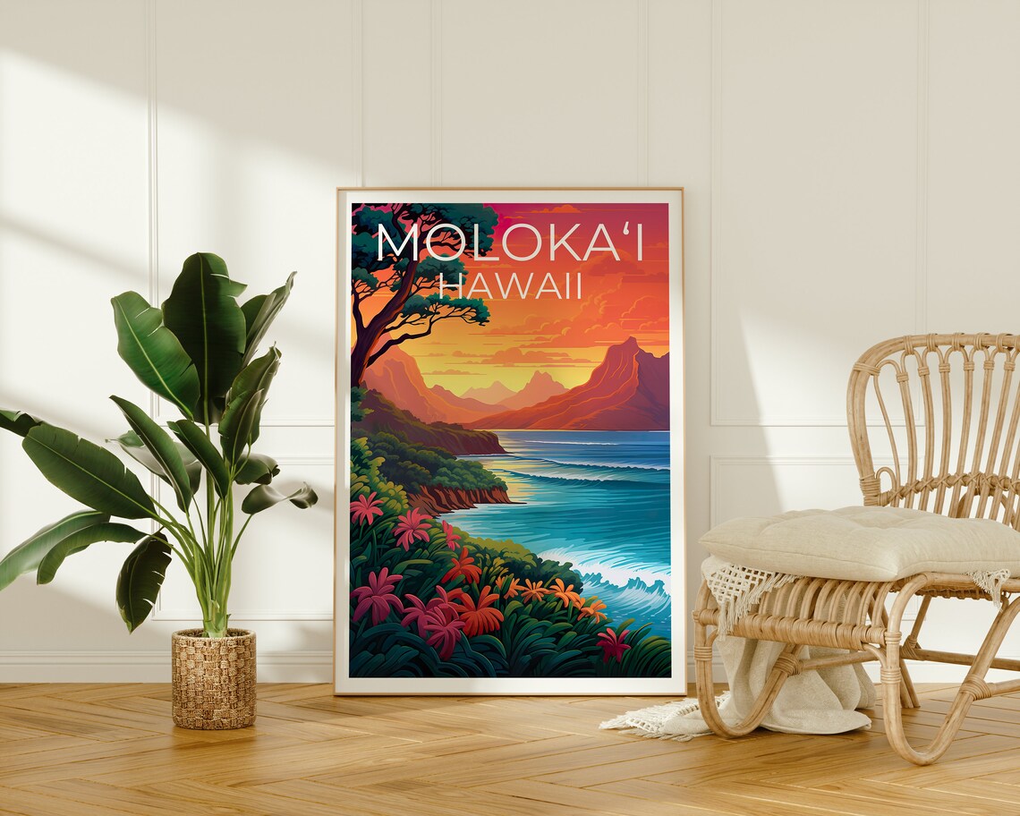 Molokai Travel Poster, Hawaii Island Art Print - Image 2