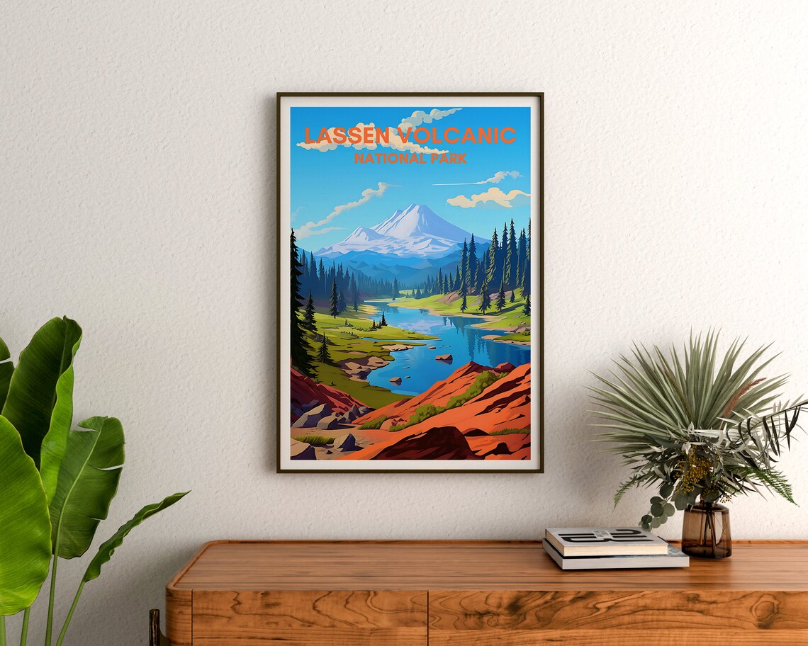Lassen Volcanic National Park Snow Peak Lake Pine Forest Sunset Poster - Image 3