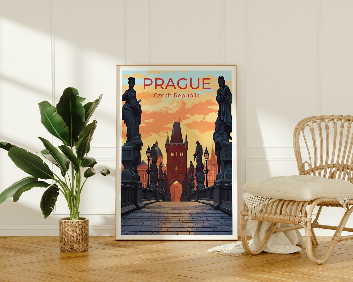 Prague Travel Poster, Charles Bridge Wall Art Print - Image 2