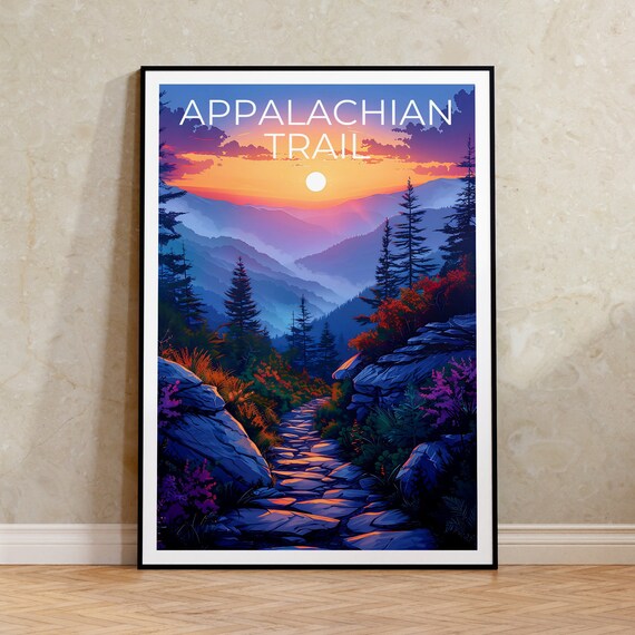 Appalachian Trail Poster Appalachian Trail Print Hiking Gift Appalachia Print Mountain Poster Forest Poster