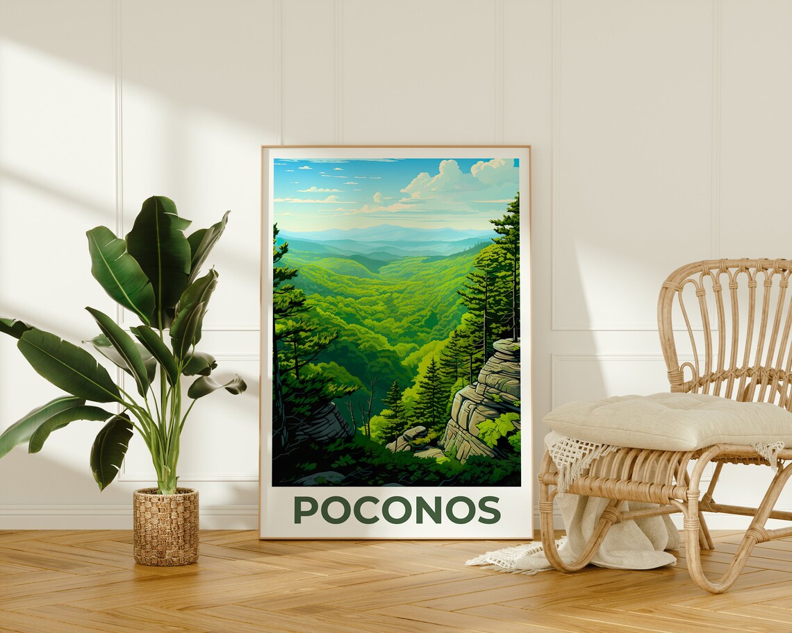 Poconos Travel Poster, Pennsylvania Landscape Art Print - Image 2