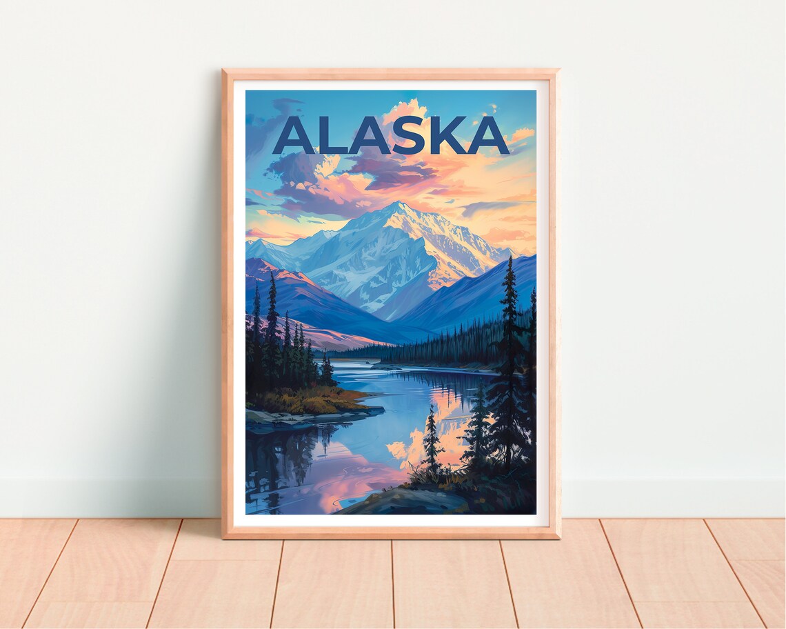 Alaska Travel Poster, Mountain Wall Art Print - Image 4