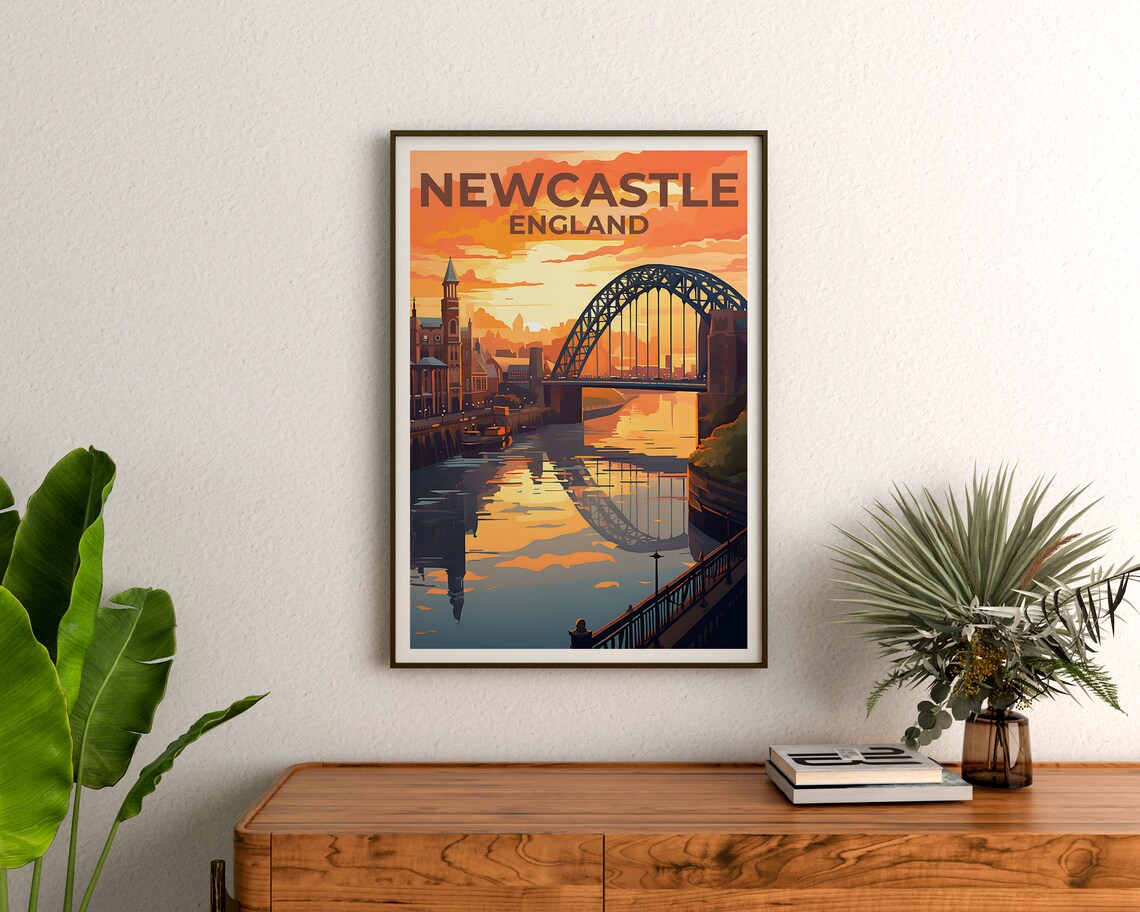 Newcastle Travel Poster, Tyne Bridge Landmark Art Print - Image 3