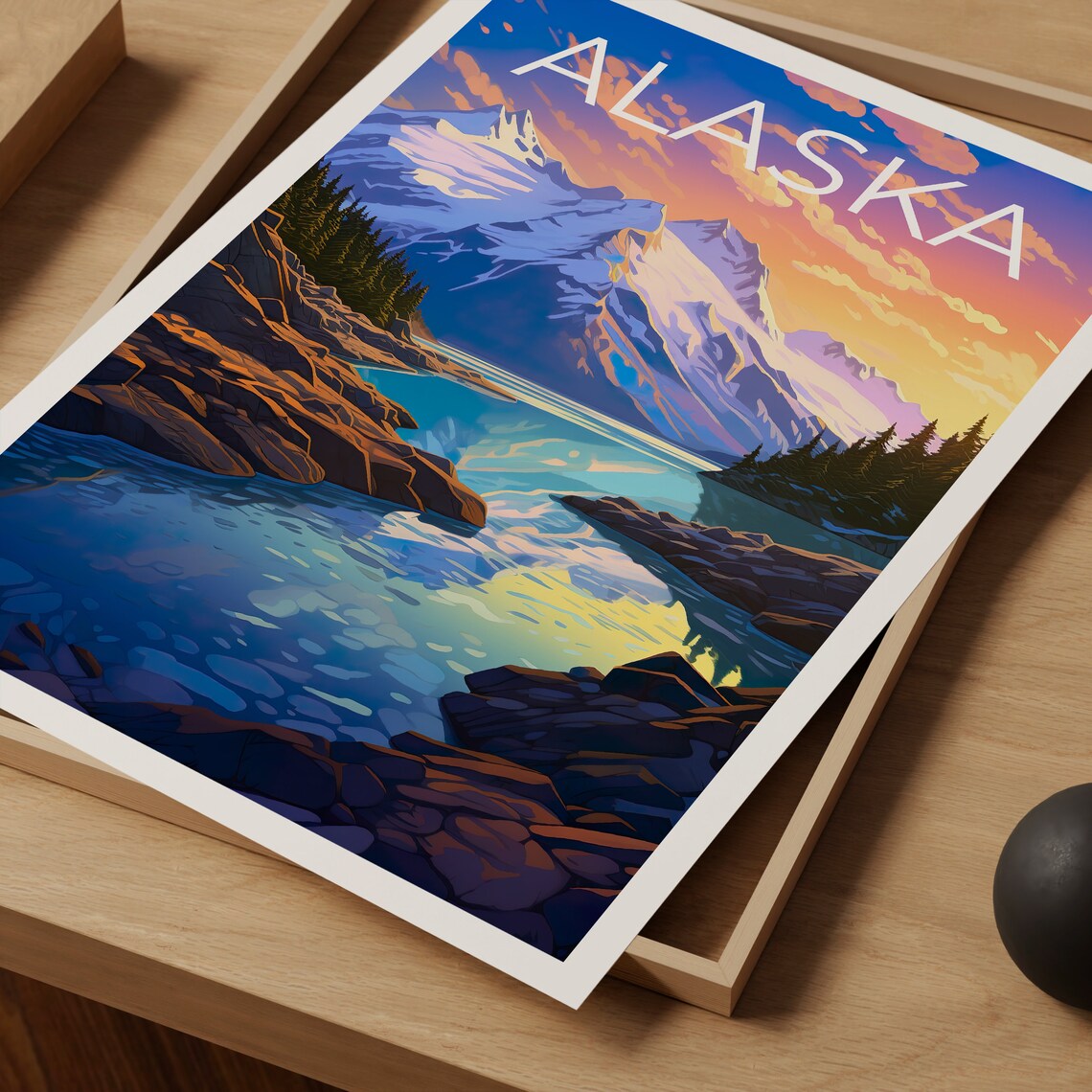 Alaska Travel Poster, Mountain Landscape Print - Image 3