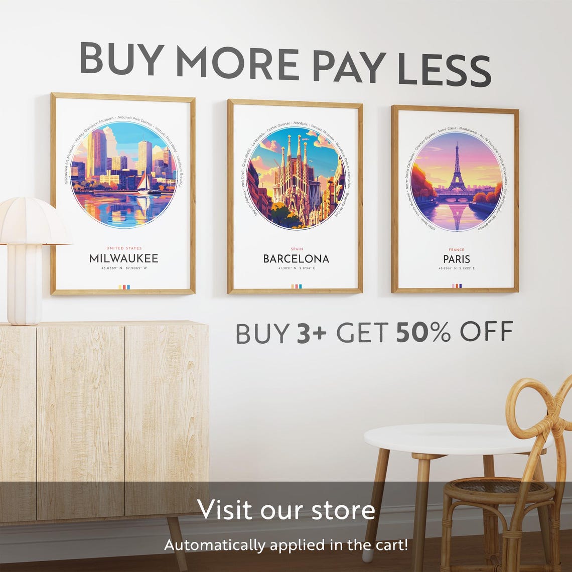 Milwaukee City Poster United States Travel Print Wall Art Travel Gift Landscape City Art Wall Decor Birthday Gift - Image 3