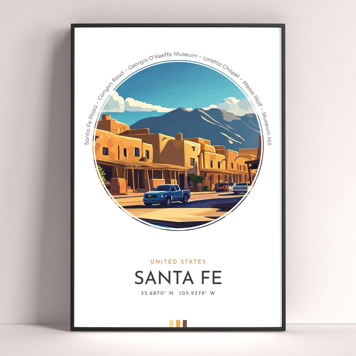 Santa Fe City Poster United States Travel Print Wall Art Travel Gift Landscape City Art Wall Decor Birthday Gift