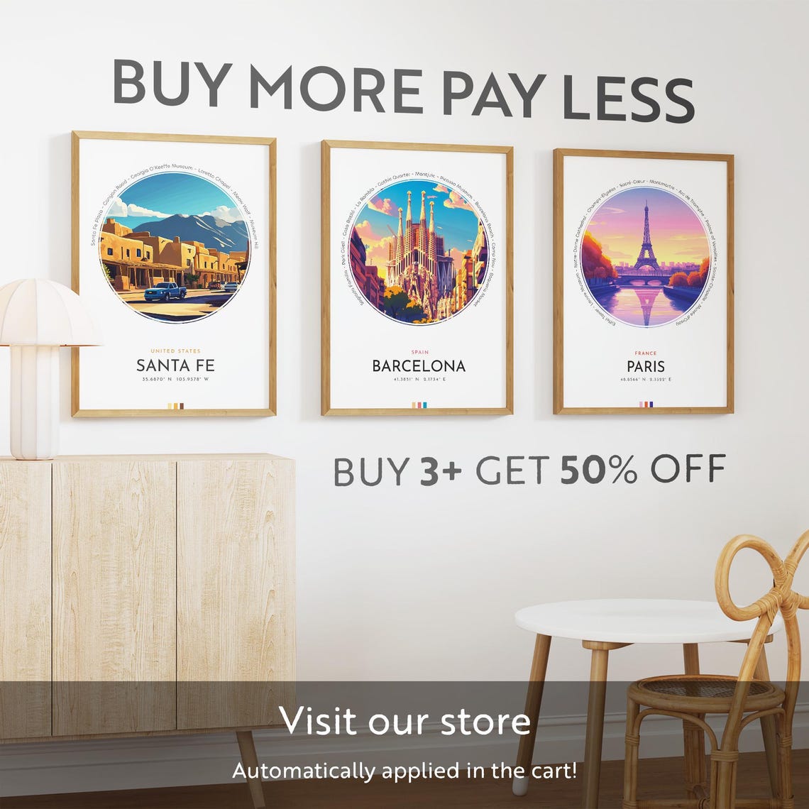 Santa Fe City Poster United States Travel Print Wall Art Travel Gift Landscape City Art Wall Decor Birthday Gift - Image 3