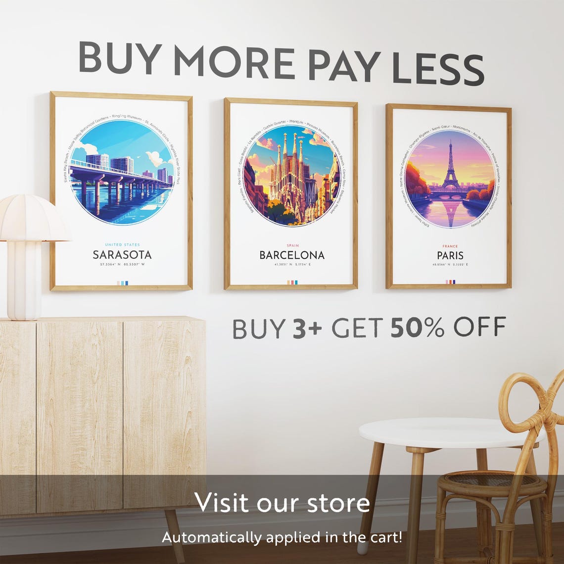 Sarasota City Poster United States Travel Print Wall Art Travel Gift Landscape City Art Wall Decor Birthday Gift - Image 3