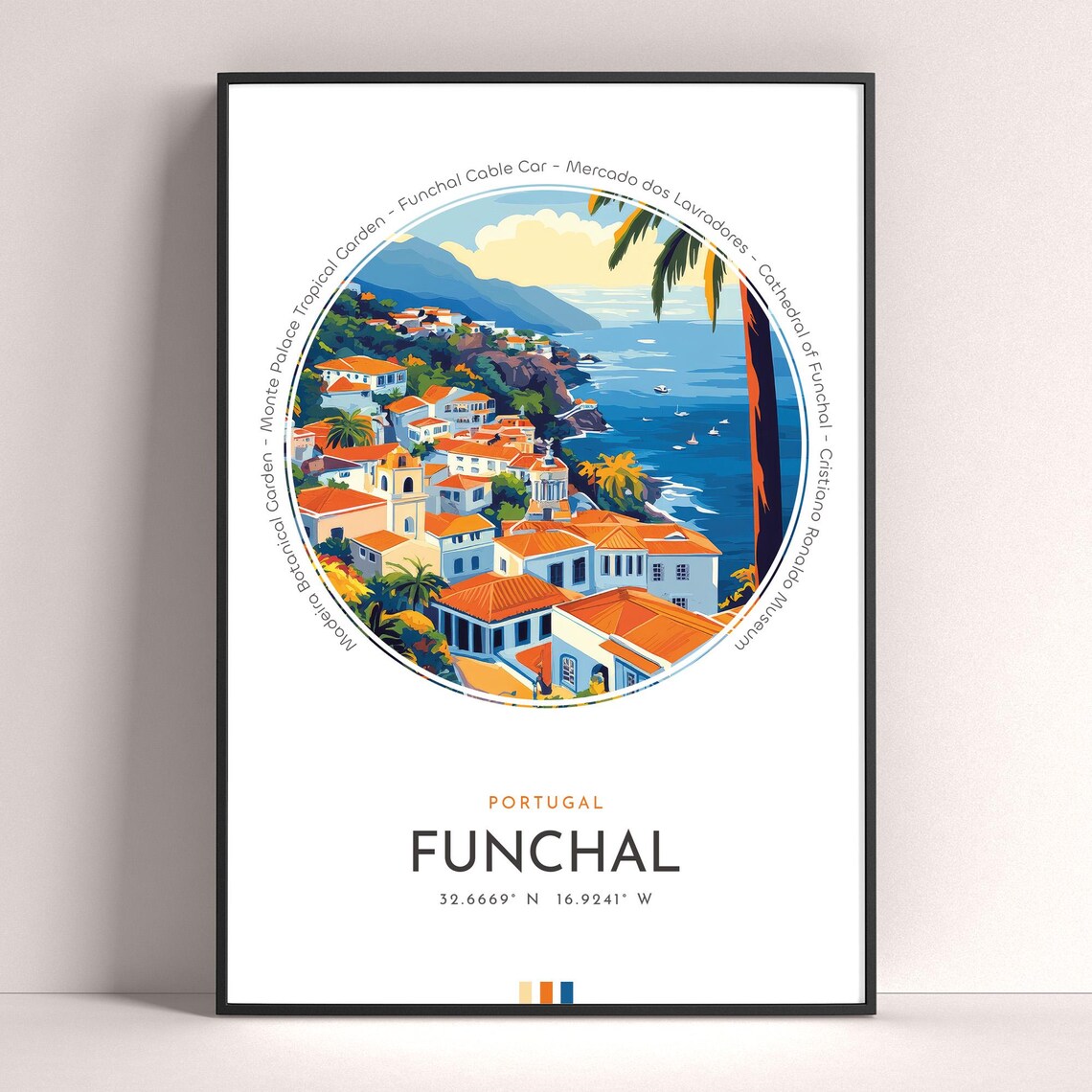 Funchal Portugal Madeira Island Coastal Town View Travel Poster