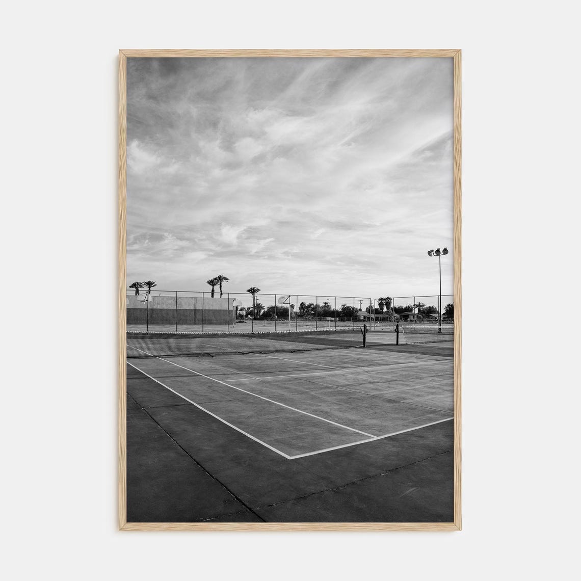 Fine Art Tennis Court Print Black White Photography Poster Sports Wall Art Decor Tennis Gift For Fans