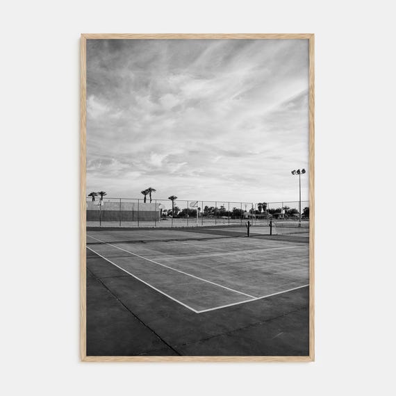 Fine Art Tennis Court Print Black White Photography Poster Sports Wall Art Decor Tennis Gift For Fans