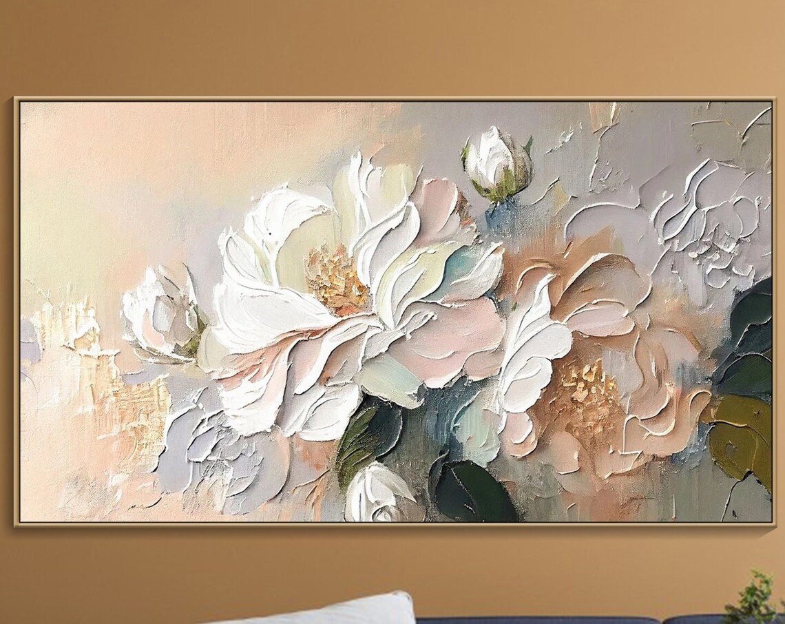Textured Flower Abstract Painting, Spring Decor Art Print