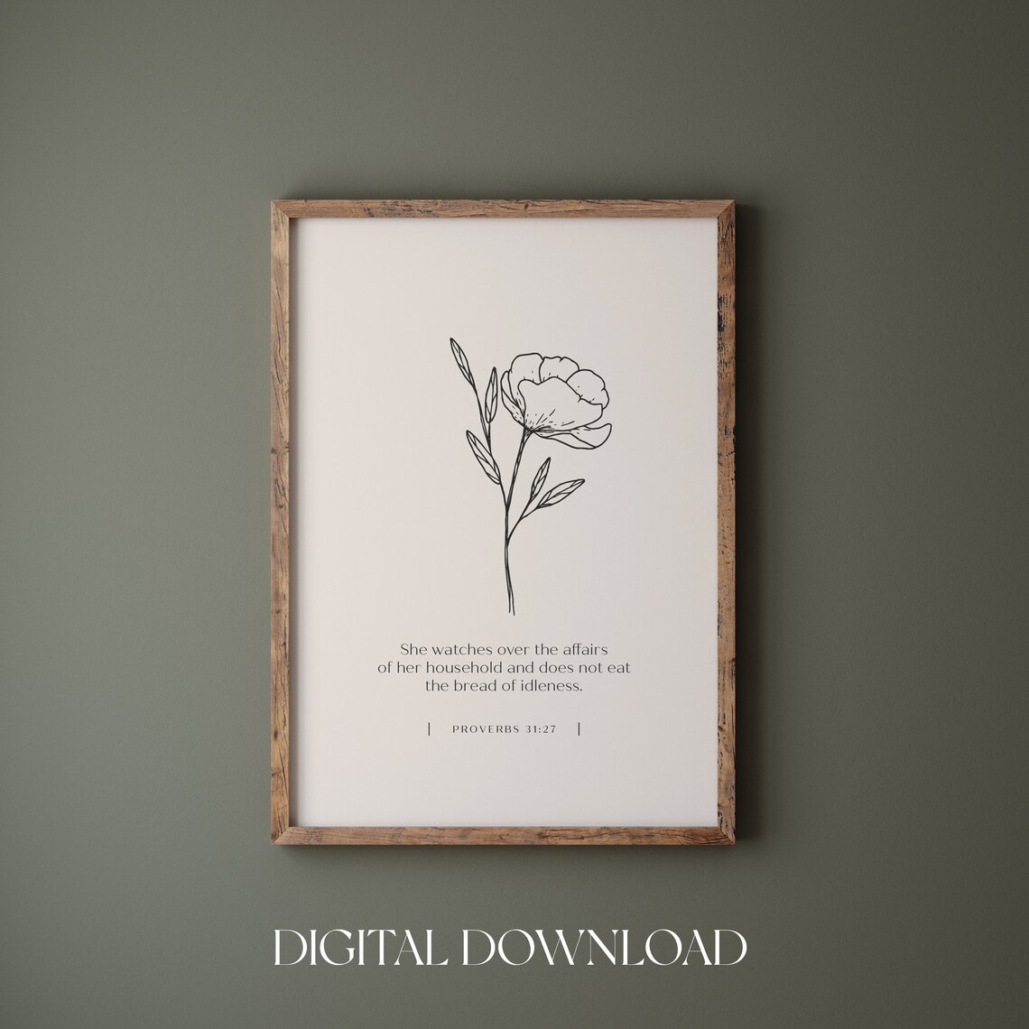 Proverbs 31 27 She Watches Over Her Household Line Art Verse Poster