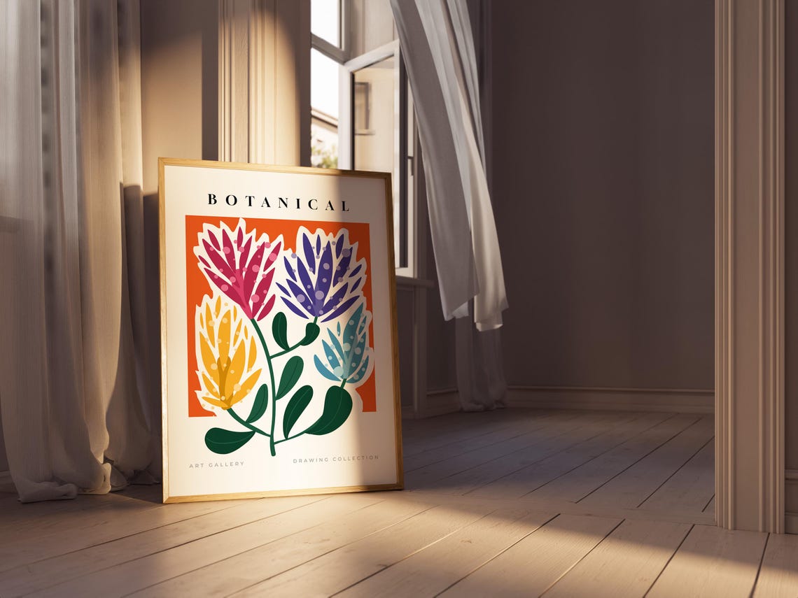 Botanical Art Gallery Bold Tropical Flower Drawing Collection Poster - Image 4