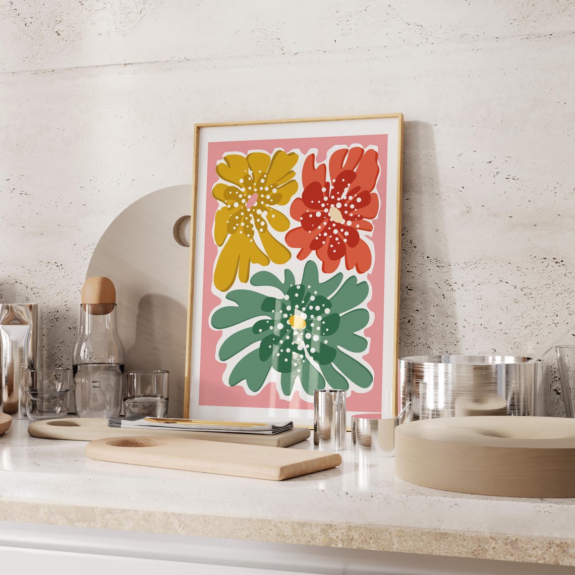 Colorful Flower Wall Art Mothers Day Gift Boho Art Modern For Home Decor - Image 2