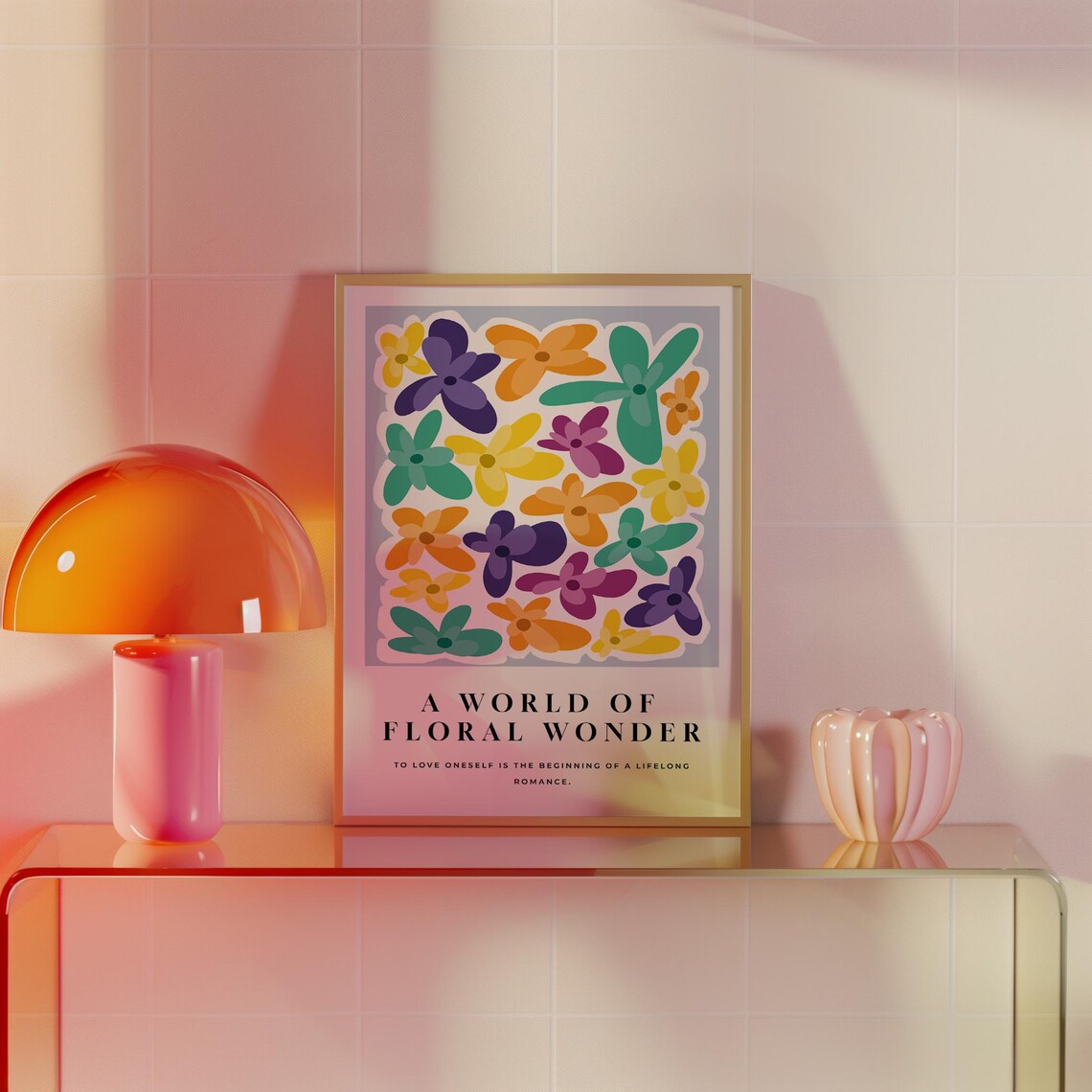 A World of Floral Wonder Colorful Abstract Flower Quote Grid Poster - Image 3