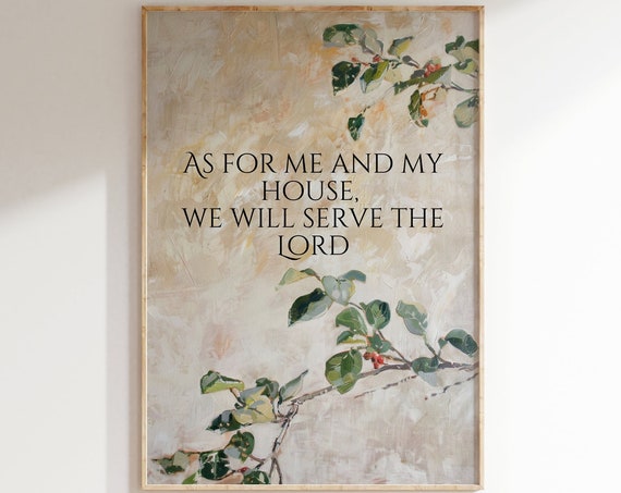 Joshua 24:15 Vintage Christian Scripture Art Print
