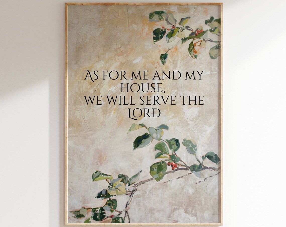 Joshua 24:15 Vintage Christian Scripture Art Print