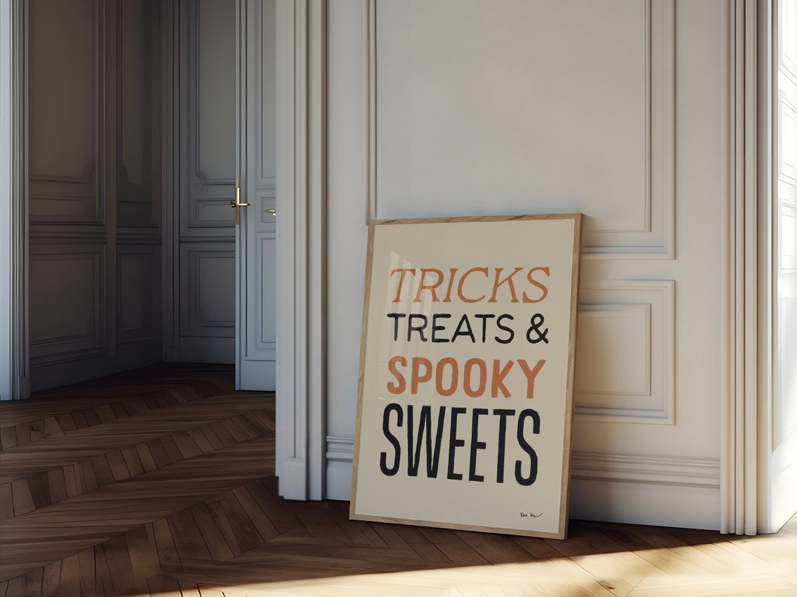 Tricks Treats And Spooky Sweets Halloween Typography Party Poster - Image 3
