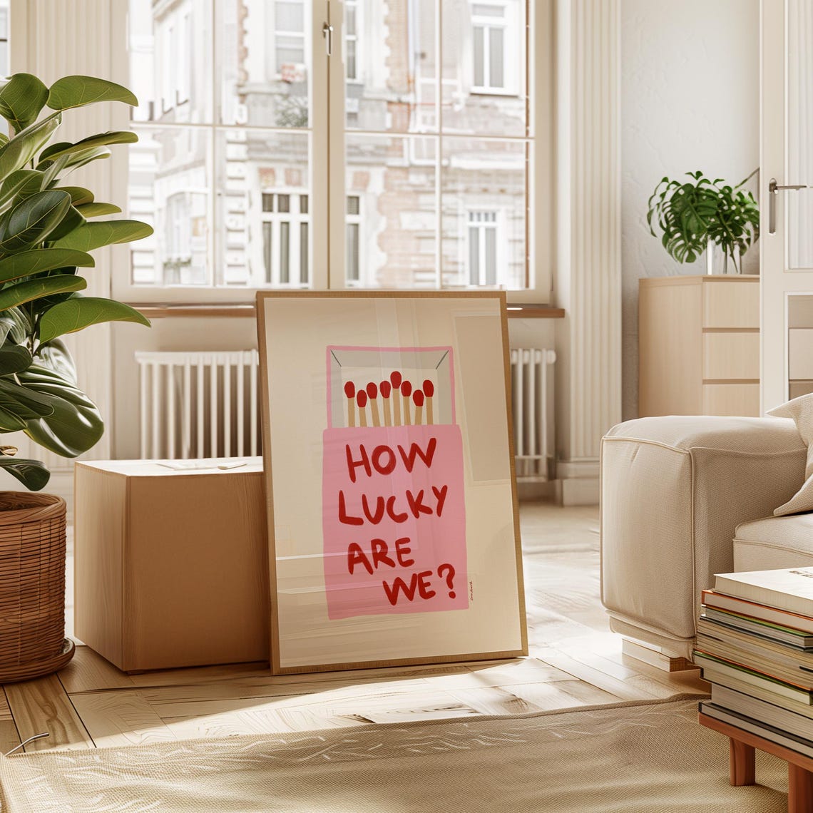 How Lucky Are We Pink Matchbox Heartfelt Gratitude Quote Poster - Image 2