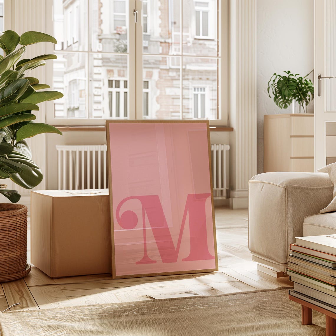 Letter M Pink Alphabet Initial Monogram Nursery Dorm Wall Poster - Image 4