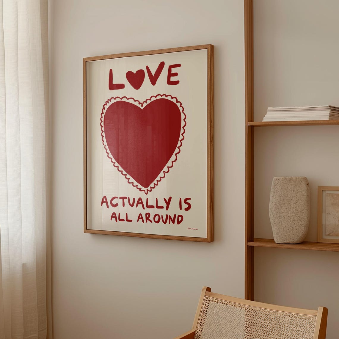 Love Actually Is All Around Big Red Heart Romantic Quote Poster - Image 4