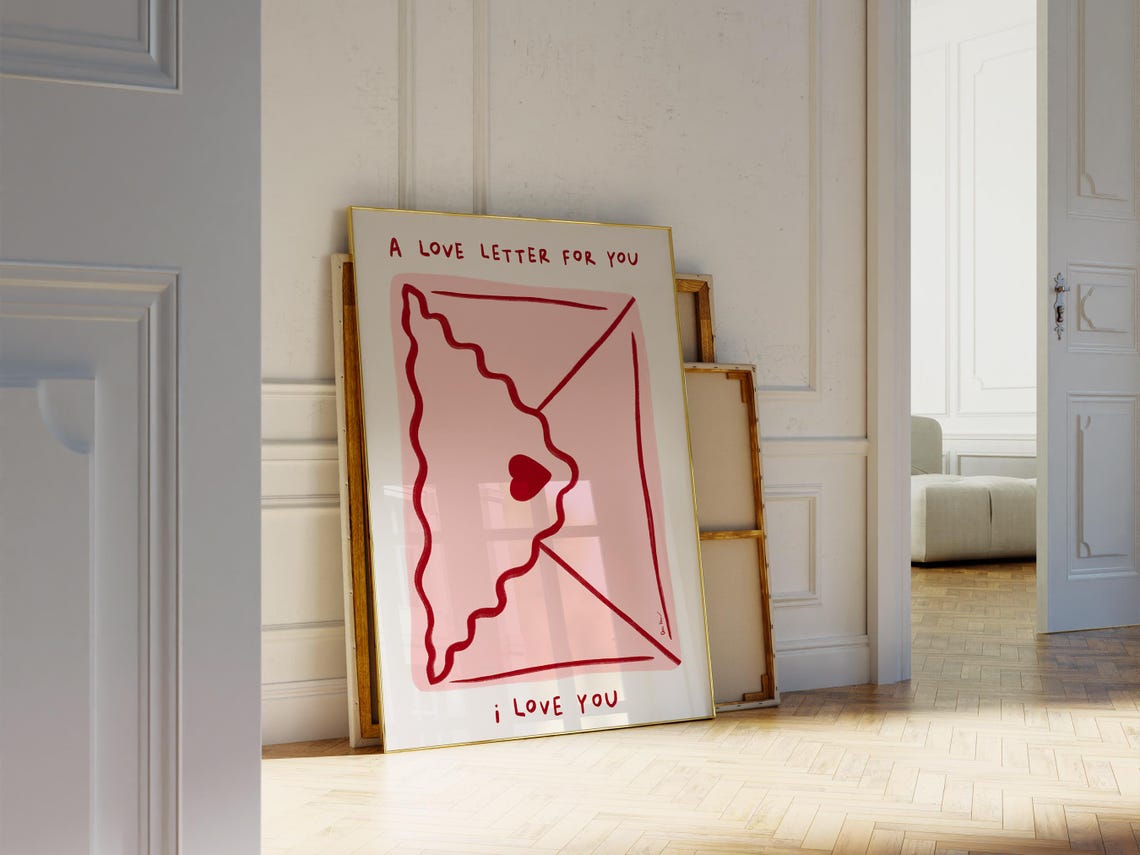 A Love Letter For You Pink Envelope Romantic Valentine Poster