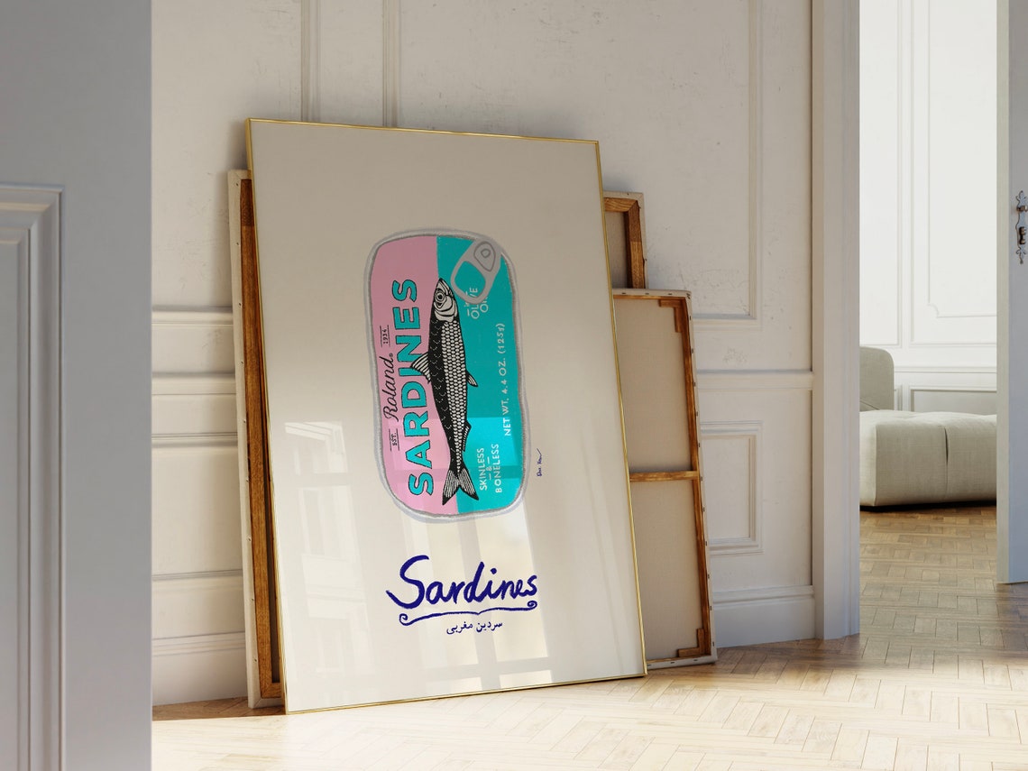 Roland Sardines Tin Vintage Seafood Retro Kitchen Food Poster