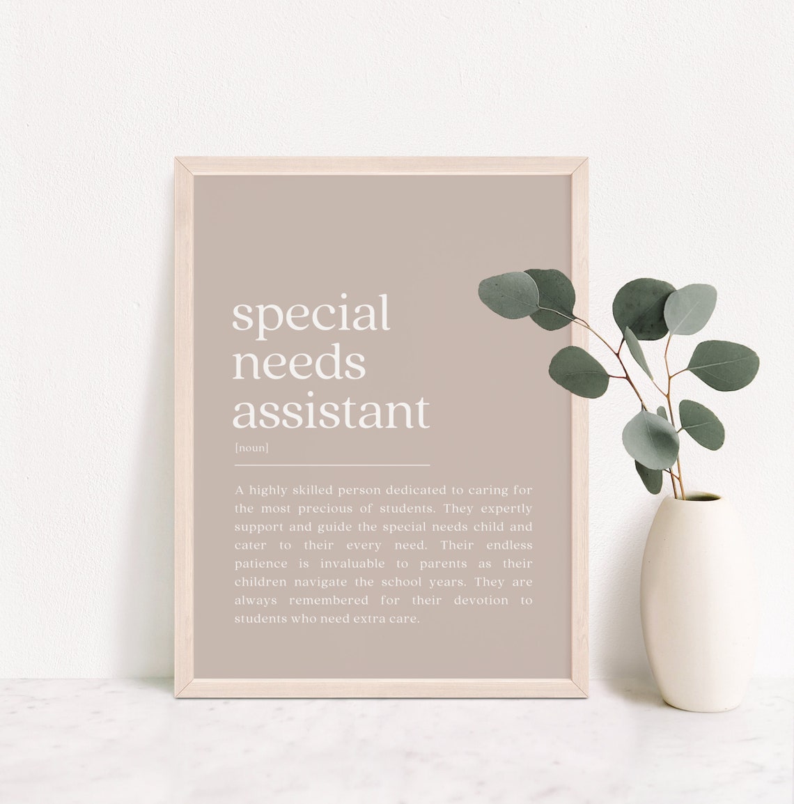 Special Needs Assistant Definition Print, Appreciation Gift